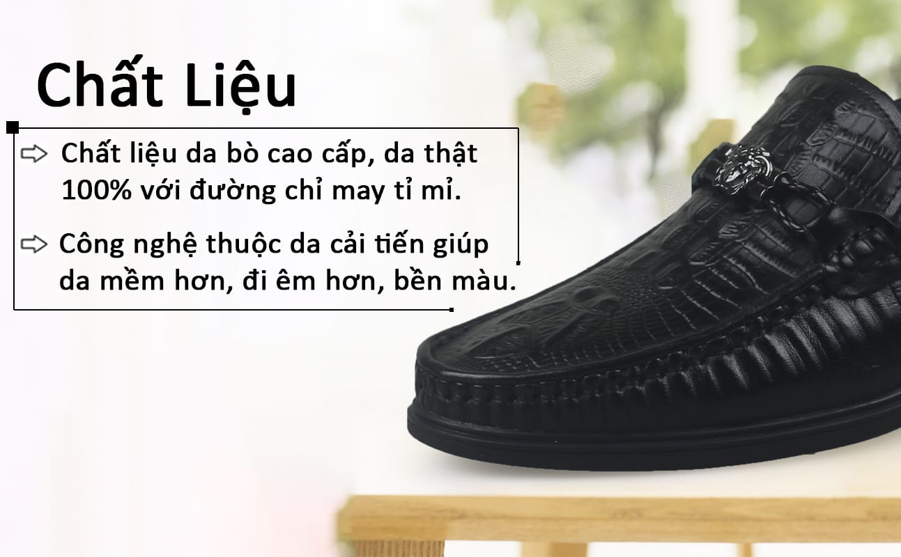 Giày Bit Loafer nam vân da cá sấu